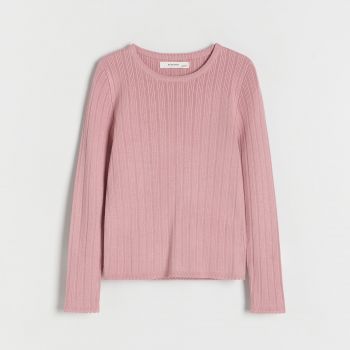 Reserved - Pulover din tricot striat - Roz