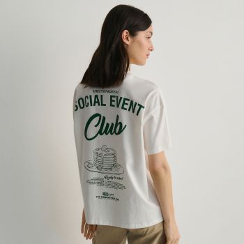 Reserved - T-shirt cu imprimeu la spate - Ivory