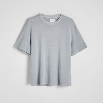Reserved - Tricou cu efect de prespălare - Albastru