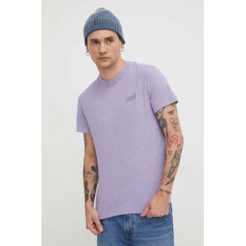 Superdry tricou din bumbac barbati, culoarea violet, melanj