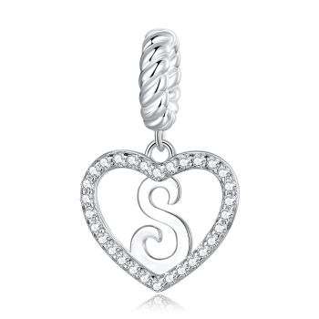 Talisman din argint Heart Letter S