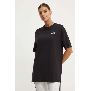 The North Face tricou din bumbac W S/S Essential Oversize Tee femei, culoarea negru, NF0A87NQJK31