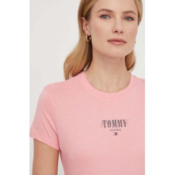 Tommy Jeans tricou femei, culoarea roz