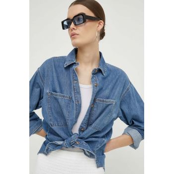 Abercrombie & Fitch camasa jeans femei, cu guler clasic, regular