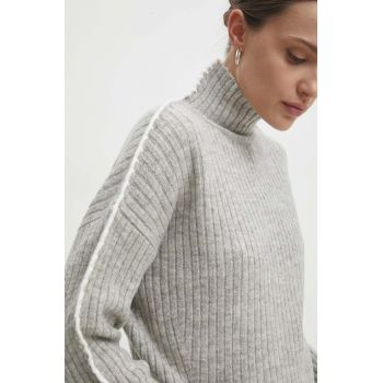 Answear Lab pulover de lana culoarea gri, cu turtleneck ieftin
