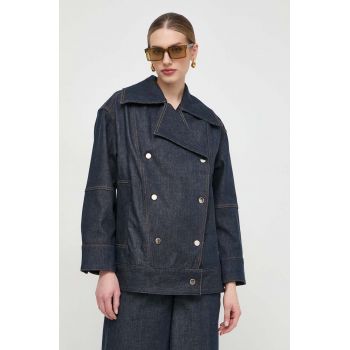BOSS jachetă de bumbac culoarea bleumarin, de tranziție, oversize 50512550