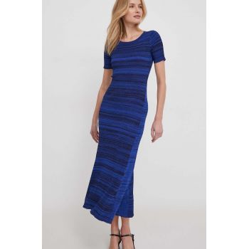 Desigual rochie culoarea albastru marin, maxi, evazati de firma originala