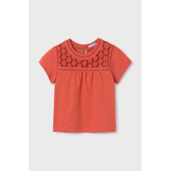 Mayoral bluza de bumbac pentru copii culoarea portocaliu, neted ieftina