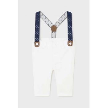 Mayoral Newborn pantaloni bebe culoarea alb, neted