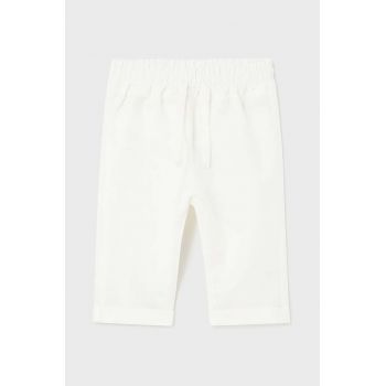Mayoral Newborn pantaloni cu amestec de in pentru copii culoarea alb, neted de firma originali