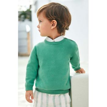 Mayoral pulover din bumbac pentru bebeluși culoarea verde, light