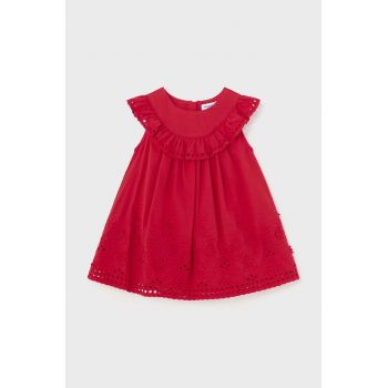 Mayoral rochie din bumbac pentru bebeluși culoarea rosu, mini, evazati ieftina