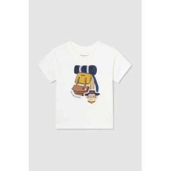 Mayoral tricou din bumbac pentru bebelusi culoarea bej, cu imprimeu