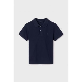 Mayoral tricouri polo din bumbac pentru copii culoarea albastru marin, neted ieftin
