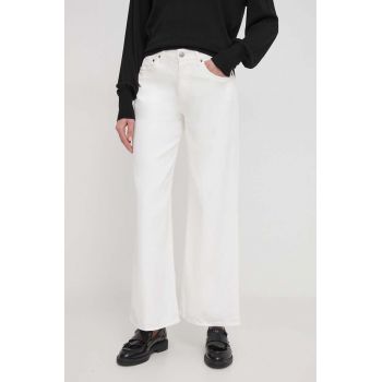 Sisley jeansi femei, culoarea alb ieftini