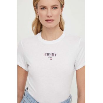 Tommy Jeans tricou femei, culoarea alb