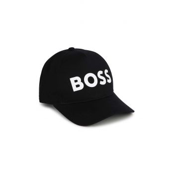 BOSS șapcă din bumbac pentru copii culoarea negru, cu imprimeu ieftina