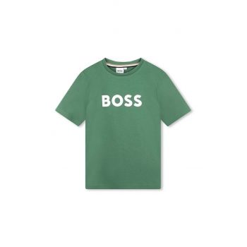BOSS tricou de bumbac pentru copii culoarea verde, cu imprimeu
