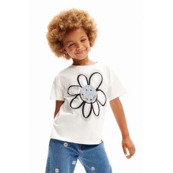Desigual tricou de bumbac pentru copii culoarea alb