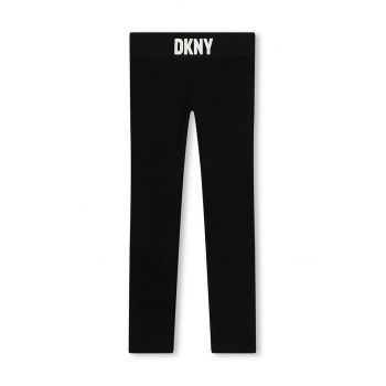 Dkny leggins copii culoarea negru, cu imprimeu ieftini