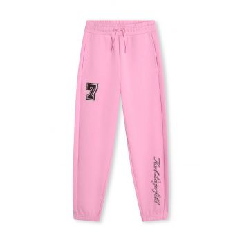 Karl Lagerfeld pantaloni de trening pentru copii culoarea roz, cu imprimeu