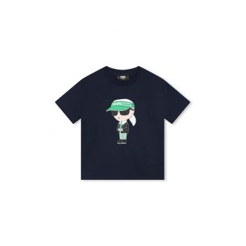 Karl Lagerfeld tricou de bumbac pentru copii culoarea albastru marin, cu imprimeu