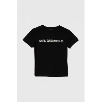 Karl Lagerfeld tricou de bumbac pentru copii culoarea negru, cu imprimeu