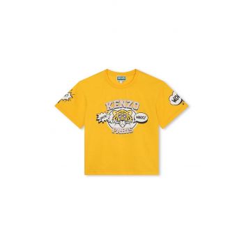 Kenzo Kids tricou de bumbac pentru copii culoarea galben