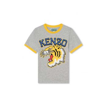 Kenzo Kids tricou de bumbac pentru copii culoarea gri, cu imprimeu