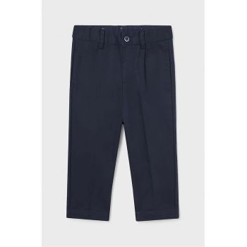 Mayoral pantaloni cu amestec de in pentru copii culoarea albastru marin, modelator