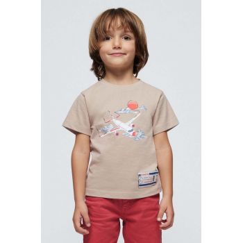 Mayoral tricou de bumbac pentru copii culoarea bej, cu imprimeu