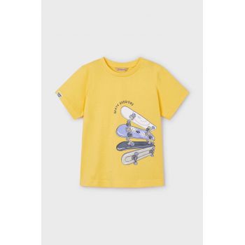 Mayoral tricou de bumbac pentru copii culoarea galben, cu imprimeu