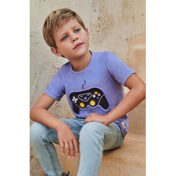 Mayoral tricou de bumbac pentru copii culoarea violet, cu imprimeu