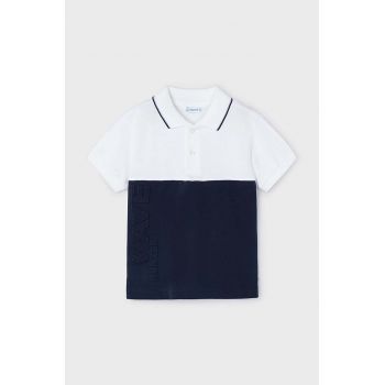 Mayoral tricouri polo din bumbac pentru copii culoarea albastru marin, modelator ieftin