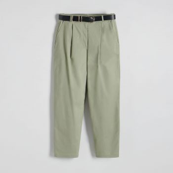 Reserved - Pantaloni chino cu curea - Verde