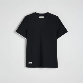 Reserved - T-shirt cu aplicații - Negru