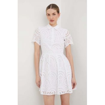 Silvian Heach rochie din bumbac culoarea alb, mini, evazati ieftina