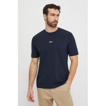 BOSS tricou BOSS ORANGE barbati, culoarea albastru marin, cu imprimeu, 50473278