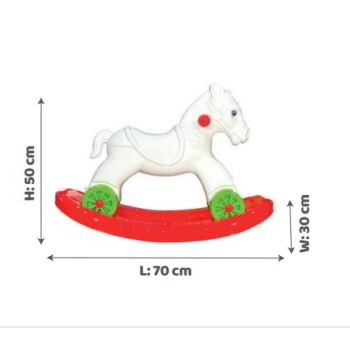 Calut balansoar cu platforma de balansare detasabila si 4 roti White Rocking Horse de firma original