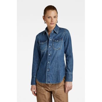 Camasa slim fit de denim Western la reducere