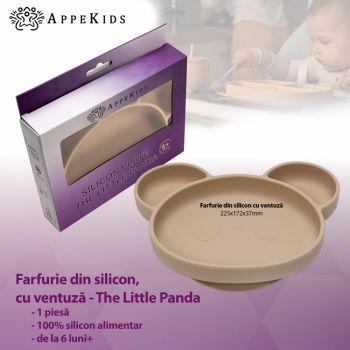 Farfurie din silicon cu ventuza AppeKids Panda Bubble Beige de firma originala