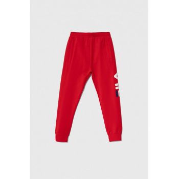 Fila pantaloni de trening pentru copii culoarea rosu, cu imprimeu de firma originali