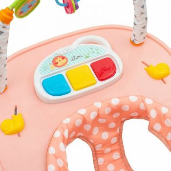 Premergator copii New Baby cu panou si arcada cu jucarii Forest Kingdom Pink la reducere