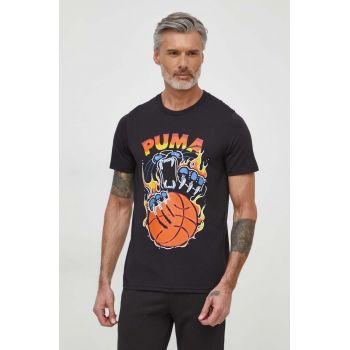 Puma tricou bărbați, culoarea negru, cu imprimeu 624825