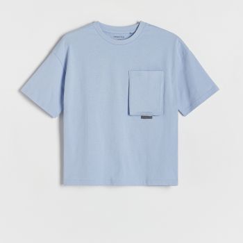 Reserved - Tricou oversized cu imprimeu în relief - Albastru