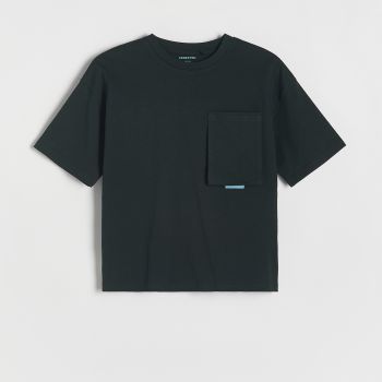 Reserved - Tricou oversized cu imprimeu în relief - Negru
