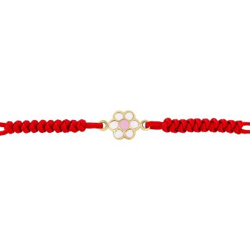 Bratara snur si aur 14k Pink Flower de firma originala