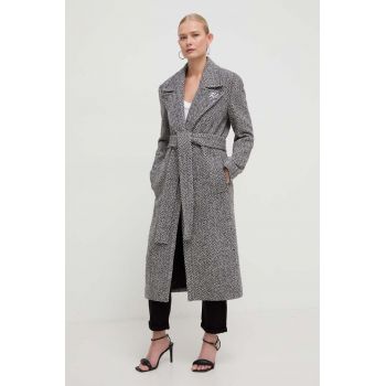 Karl Lagerfeld palton de lana culoarea negru, de tranzitie de firma original