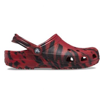 Saboți Crocs Classic Marbled Clog Rosu - Pepper/Black