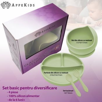 Set diversificare AppeKids din silicon Basic Raw Green de firma originala